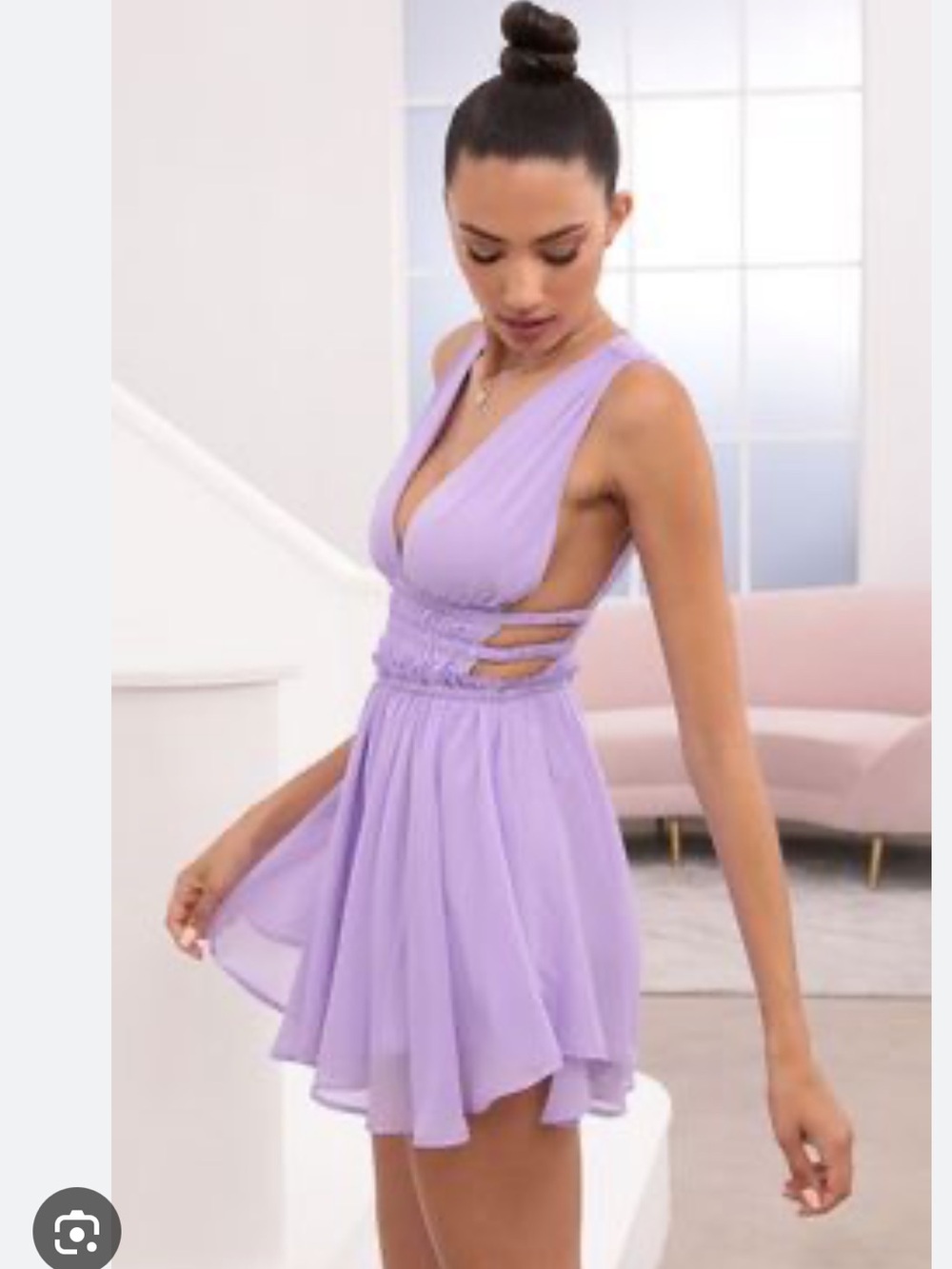 Lucy in the sky Babette Plunge A-Line Dress in Lavender